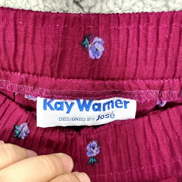 Kay Warner Paisley Skirt M Purple Floral‎ Pleated Midi Boho Hippie Festival - Image 2