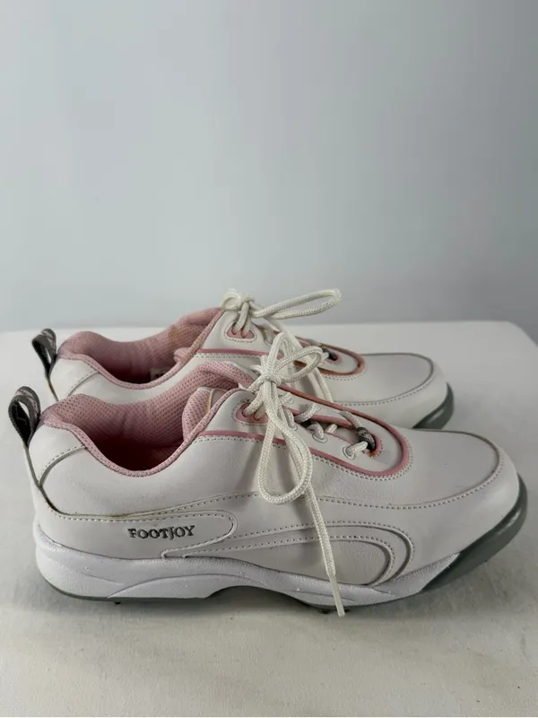 FootJoy GreenJoys Spiked Leather Golf Shoes in White Pink Size‎ 7 - Image 4
