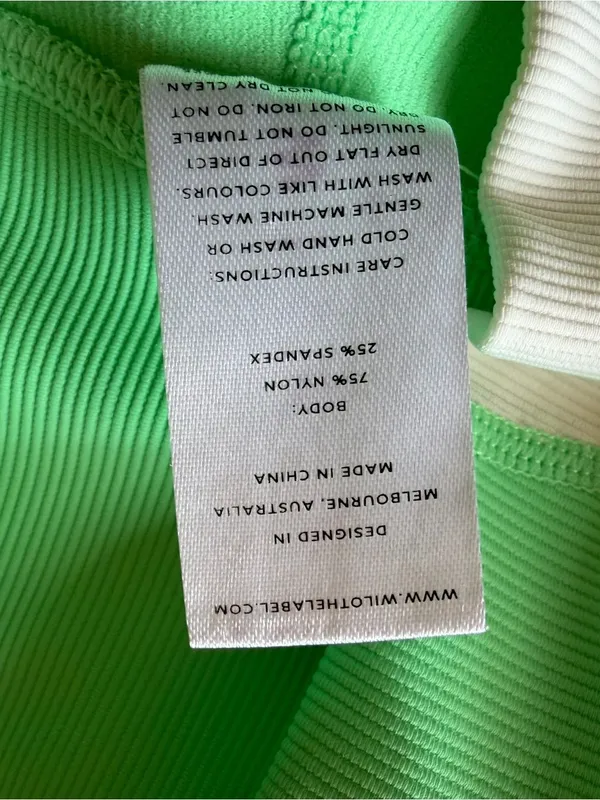 Wilo The Label Ribbed Cross Waist Biker Shorts Mint Green White Stripe Medium M - Image 6