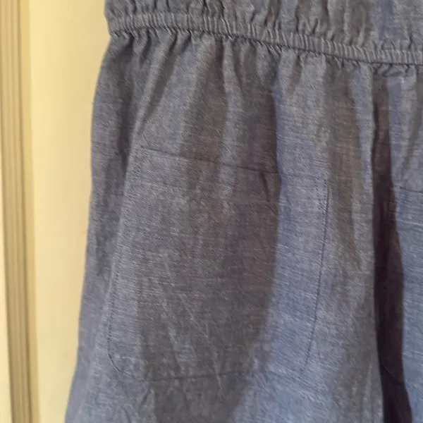 100% Cotton LOFT Denim Blue Romper Shorts - Image 9