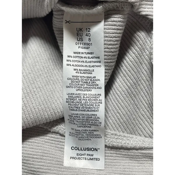 Collusion Gray Long Sleeve Ribbed Knit Thong Collared Polo Bodysuit Top Size 8 - Image 4
