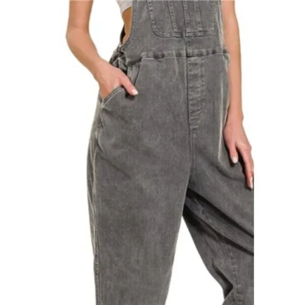 Zenana Washed Knot Strap Relaxed Fit‎ Overalls - Image 3