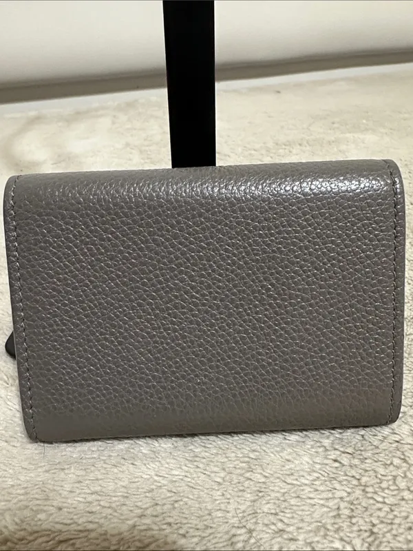 Saint Laurent Pebbled Leather Card Case in Taupe Gray - Image 3