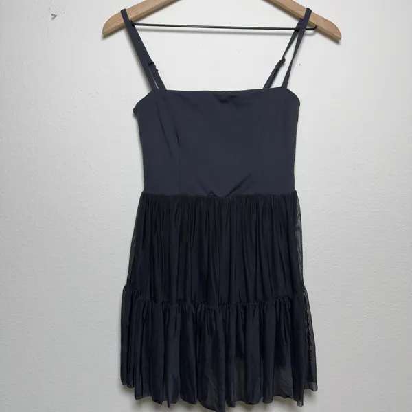 Blogilates Women Ballerina Dress Small Black Tiered Mesh Skirt Built-in Shorts - Image 3
