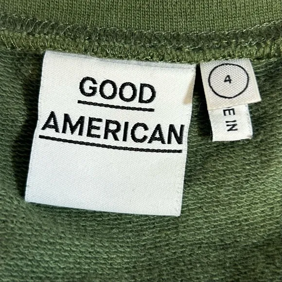 Good American Women’s Green Off The‎ Shoulder Camo Sweatshirt Size 4 - Image 10
