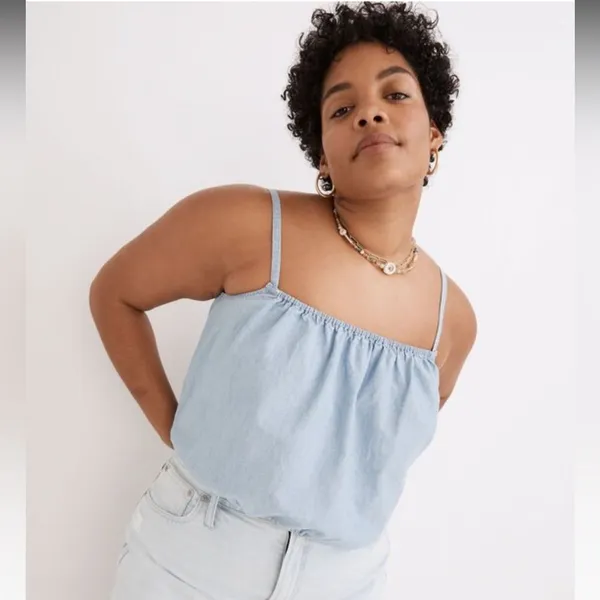 Madewell Denim Top Womens XL nwot Blue Chambray Meriden Vineshire Wash B1 - Image 2