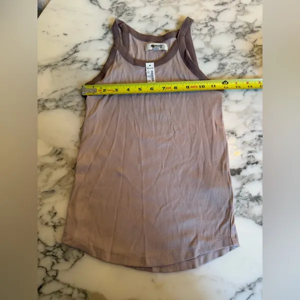NWT Madewell bright side fitted tank top tan brown trim STUBBORN GREEN TAPE - Image 3