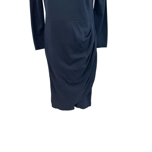 Armani Collezioni Draped Sheath Dress Classic Long Sleeve Navy Blue‎ Size 10 - Image 5