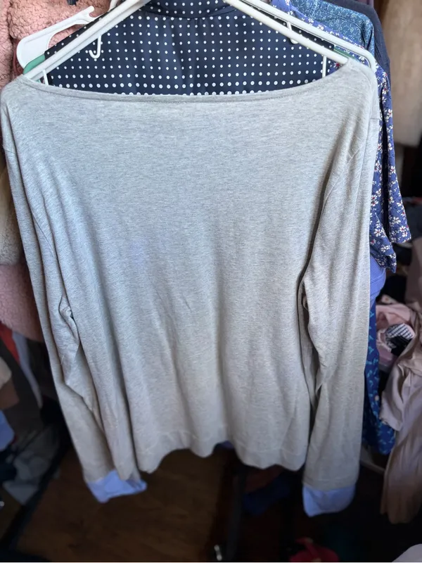 J. Crew Light Gray Scoopneck Long-Sleeve Sweater XL - Image 3