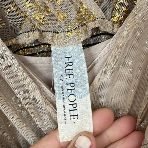 Vintage Dee People gold shimmer tulle and lace mini dress - Image 4