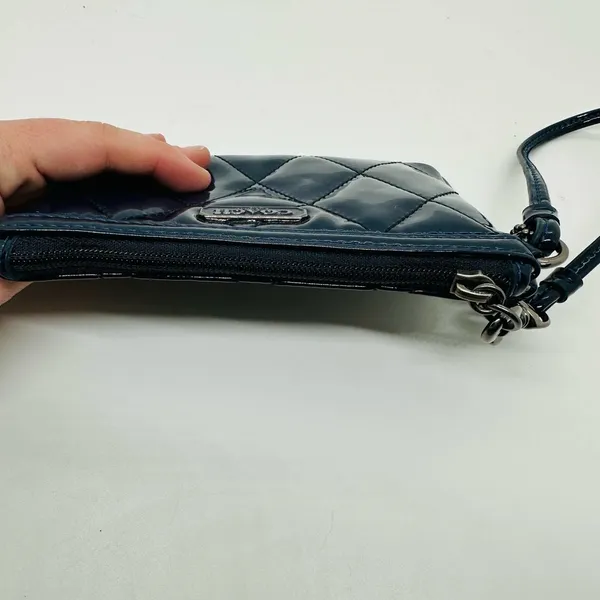 Coach Women's Dark Blue Poppy Patent Leather Coin Wristlet Purse - Image 6