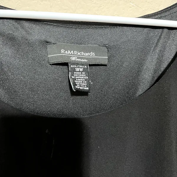 R&M‎ RICHARDS Midi Dress Black Gold Metallic Shimmery Stretch Jersey Event 18W - Image 5