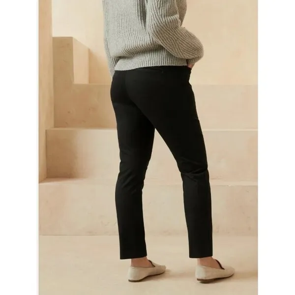 Banana Republic Women's Size 10 Sloan Pant Curvy Fit Black Mid-Rise Stretch - Image 2