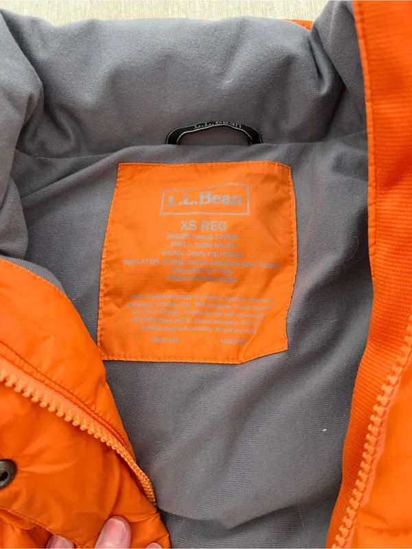 LL Bean Goose Down Puffer Vest. Orange Size XS - Image 6