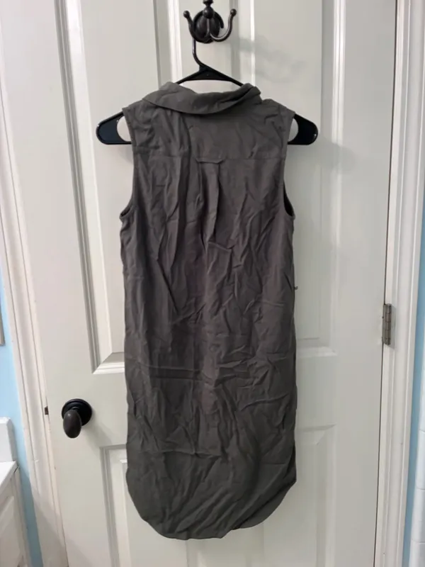 Apricot Sleeveless Button-Front Utility Shirt Dress - Image 3