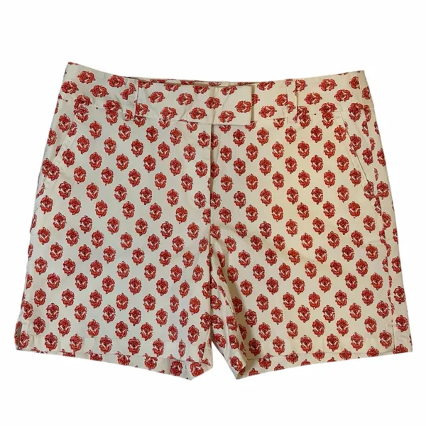 Ann Taylor Loft Riviera Floral Block Print Shorts • Red + White Chino Size 8 - Image 2
