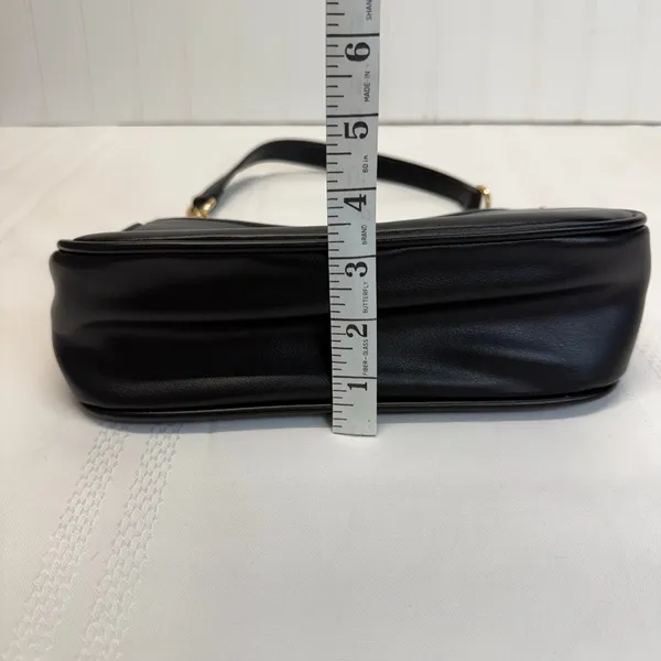 Missnine Black Shoulder Bag Mini Baguette Purse Vegan Leather Gold Chain Zip NEW - Image 5