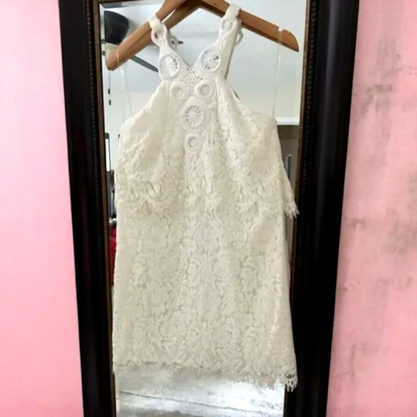 DO+BE White Lace Halter Dress Small NWT Boho Bridal Shower Rehearsal Dinner - Image 2