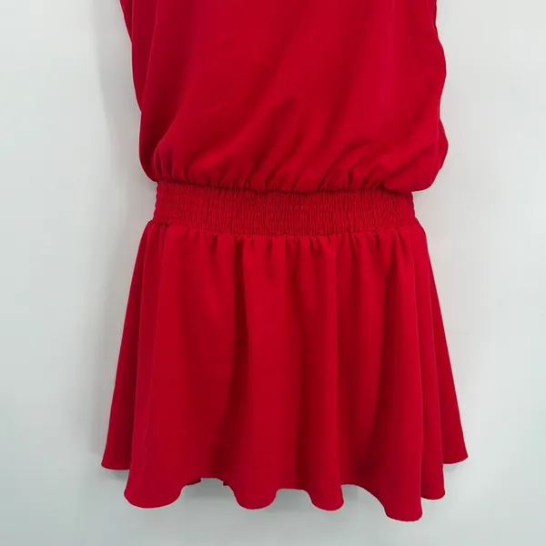 Amanda Uprichard Halter Mini Dress Sz M Quiet Luxury Paris Smocked Drop Waist - Image 4