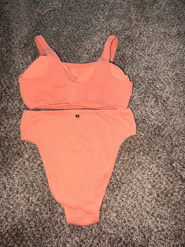 Victoria’s Secret Coral Textured Bikini Set L/XL - Image 6