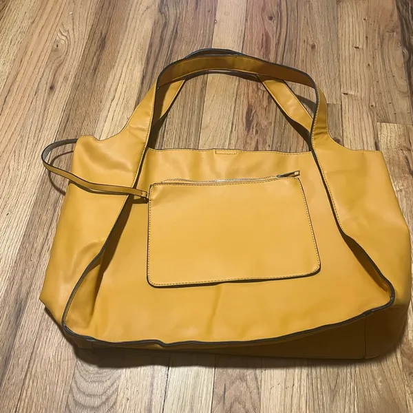 Chic Mustard Yellow Faux Leather Tote Bag | Large Shoulder Bag | Minimalist - Image 2