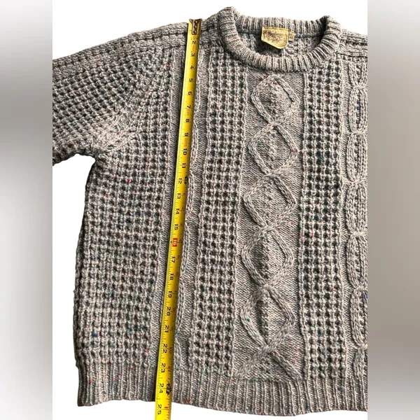 Gaeltarra Blue fisherman cable knit wool sweater hand loomed Ireland Size 42 - Image 7