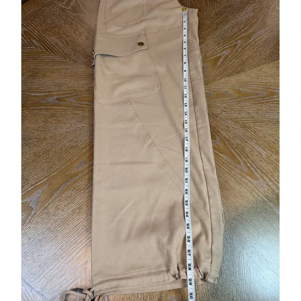Line & Dot Weekend Cargo Pants Tan Khaki High Waist Utility Size Small - Image 10