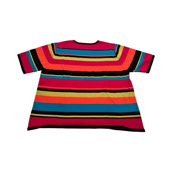 Sag Harbor Womens XL Striped‎ Short Sleeve Cotton Knit Sweater Top Retro - Image 3