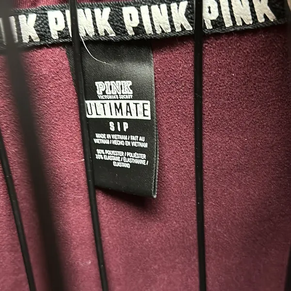Victoria Secret PINK Ultimate Long Sleeve Burgundy Logo 1/4 Zip​ - Image 3