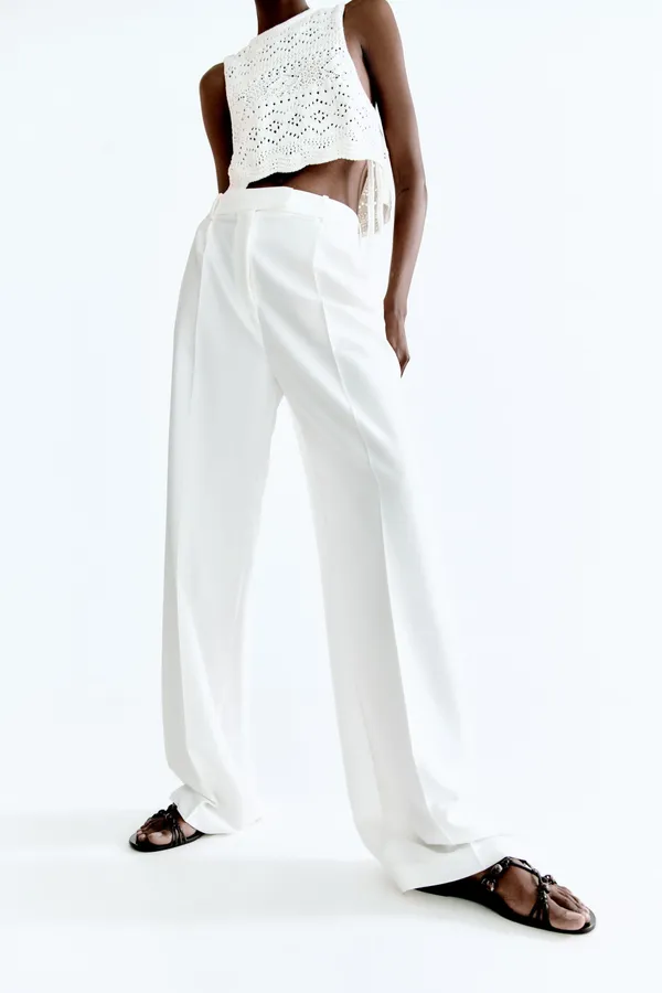 ZARA nwt wide straight leg high waisted men’s style pleated pants - Image 3