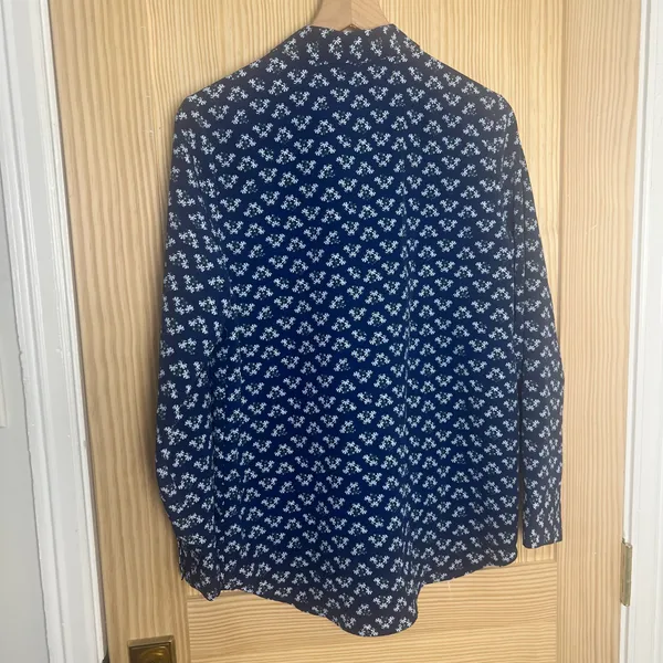 HILL HOUSE- James Floral Button Down Shirt Navy Blue Posey Size S - Image 6