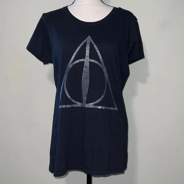 Harry Potter XL t shirt deathly hallows short sleeve black silver - Image 3