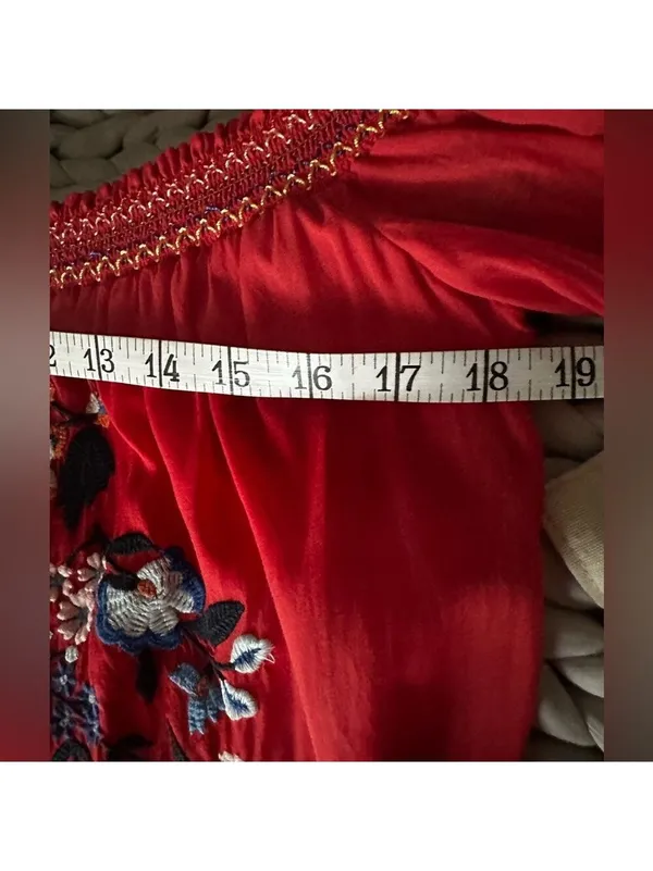 Free People Red Floral Mini Dress Size M (PTP 18.5”) - Image 13