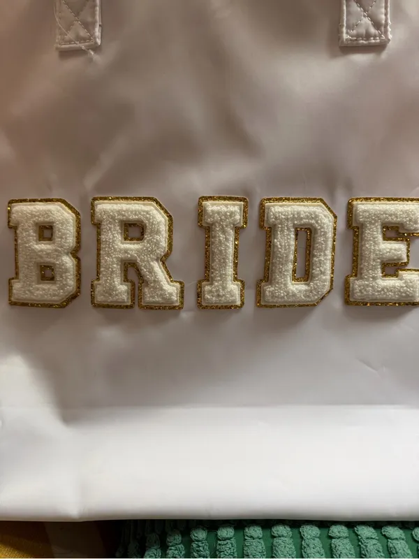 BRIDE White Tote Bag with Gold Appliqué - Image 2
