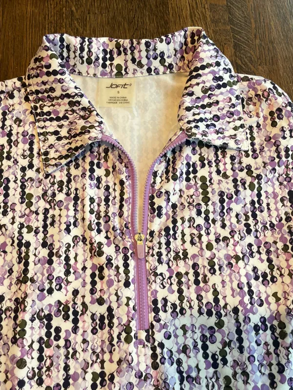 Jofit Quarter 1/4 Zip Golf Active Shirt Purple Pattern Sporty - Size S - Image 5