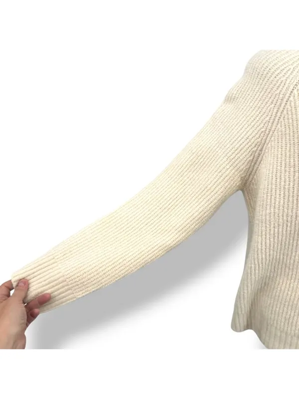 Bobeau Cream Beige Ribbed Knit Pullover Sweater Size Large Quiet Luxury - Image 5