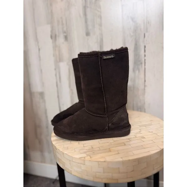 Bearpaw Brown Suede Mid Calf Shearling Winter Boots Womens Size 7 Cozy Fur Lined - Image 3
