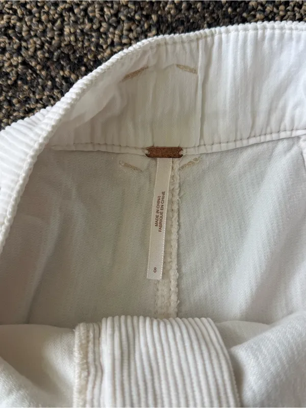 Free People Canyon Moon White Corduroy Cargo Shorts 100% Cotton - Image 4