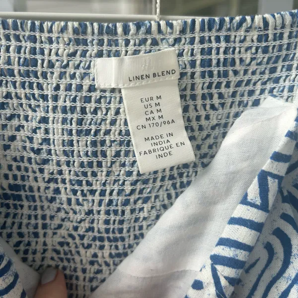 Linen Blend Blue and white midi dress - Image 3