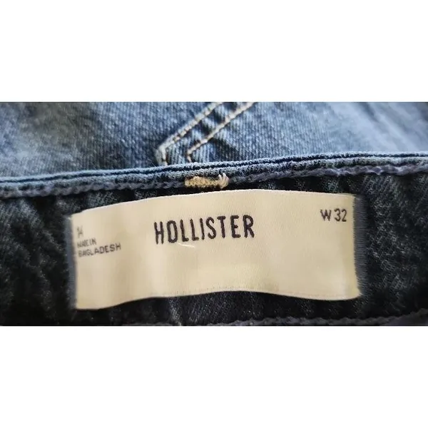 Hollister Denim Mini Skirt‎ Womens Size 14 Blue Raw Hem Five Pocket Casual Chic - Image 5