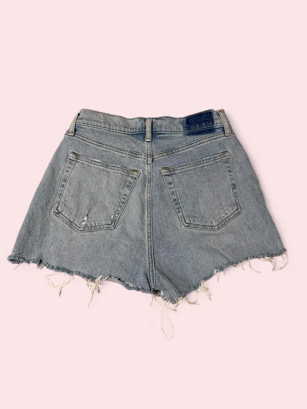 Abercrombie & Fitch Light Wash Frayed Denim Shorts - the dad high rise - Image 2