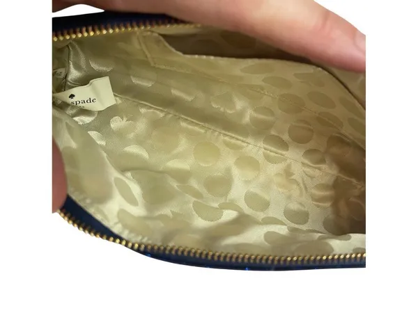 Kate Spade Glitter Bug Mattie Cosmetic Bag Navy Blue Sparkle NWT - Image 7