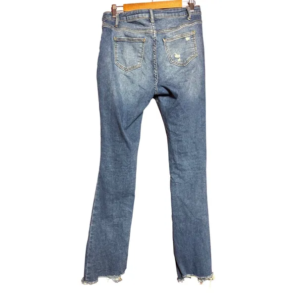SHEIN Women Size 32 Distressed High Waisted Blue Denim Button Fly Raw Hem‎ Jeans - Image 2