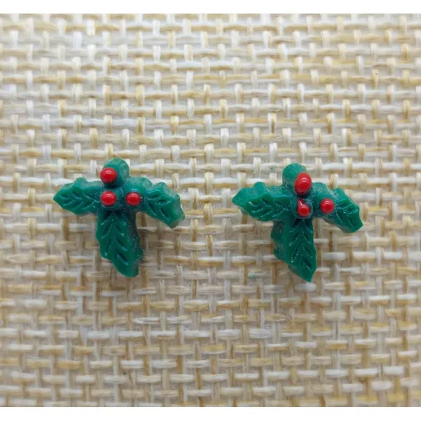 Cute Lot of 3 CHRISTMAS Earrings Dangle Ornament Holly Studs and Wreaths & Bows - Image 7