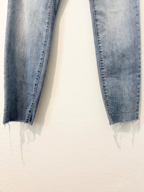 Judy Blue Jeans Size 25 Blue Mid Rise Relaxed Fit‎ Raw Hem Denim Grunge Indie - Image 3