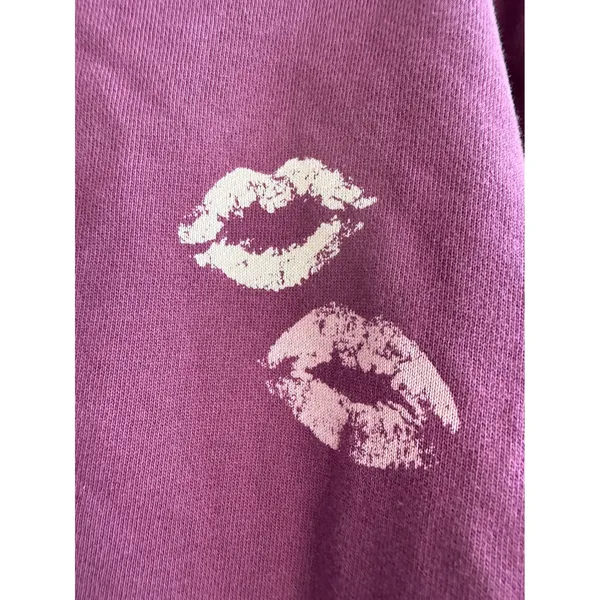 Pact kisses‎ Organic Cotton Sweatshirt Womens Large Purple Lip Graphic Pullover - Image 3
