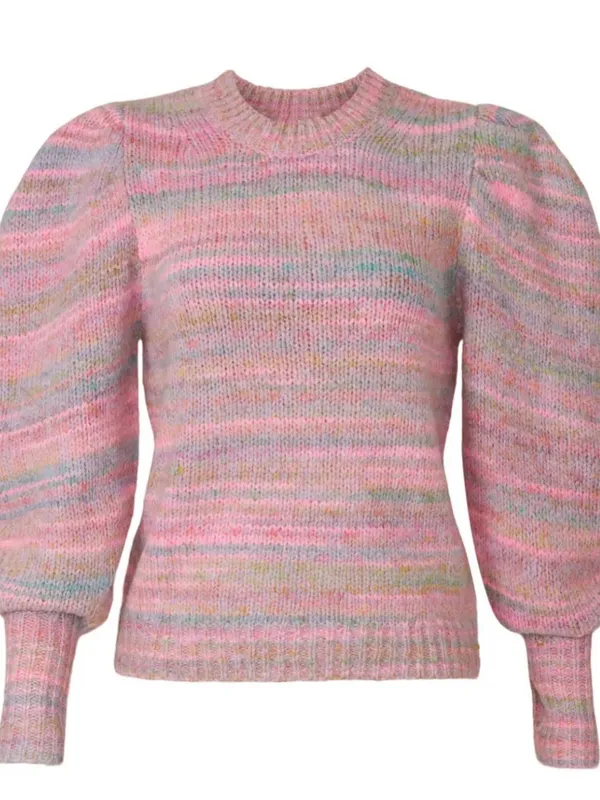Loveshackfancy Aquarius Chunky Knit Sweater Pink Puff Sleeves Coquette small - Image 2