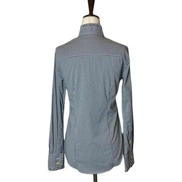 Peter Millar Black And White Gingham Long Sleeve Button Down Ruffle Trim Top XS‎ - Image 2