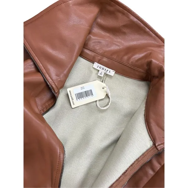 Jodifl size small faux camel color leather jacket -very stylish!! nwt - Image 3