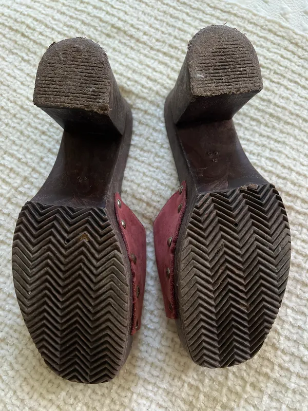 Burgundy Mules/ Clogs Size 9 - Image 4